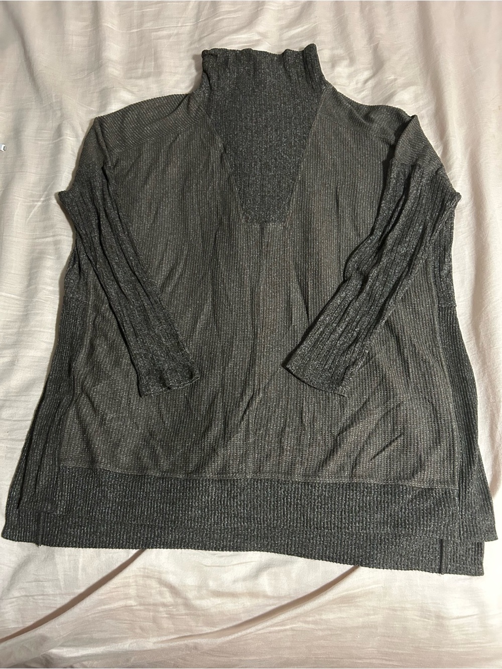 Daily Practice by Anthropology Mock-neck Brown Ribbed Sweater.